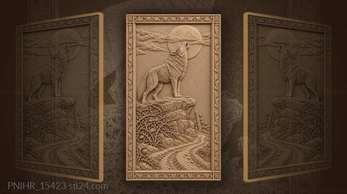 Wolf howls through a moonlit cloud 3d STL model