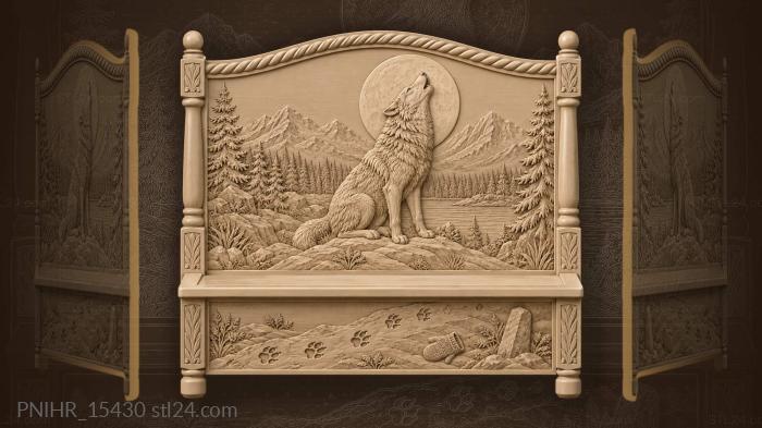 Seated wolf calls across the moonlit knoll 3d STL model