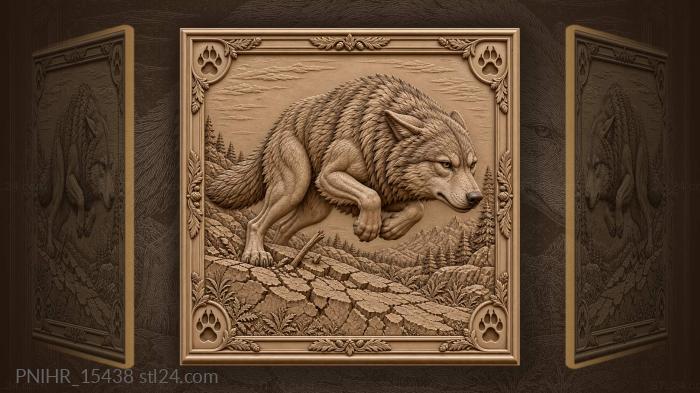 Wolf poised for powerful jump 3d STL model