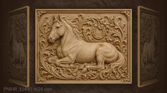 Horse resting beneath a horseshoe 3d STL model