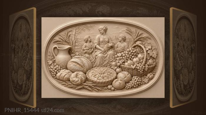 Harvest bounty with golden baked goods 3d STL model