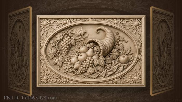 Grape cluster hanging over apples 3d STL model
