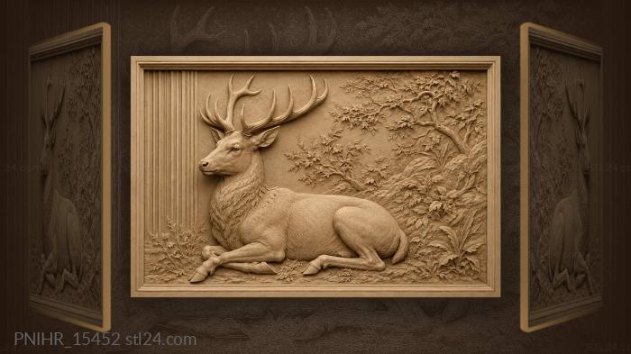 Antlered deer resting at the edge 3d STL model