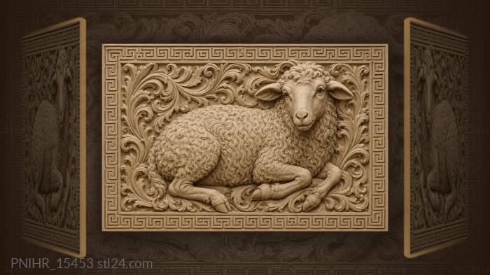 Ewe among patterned grasses 3d STL model
