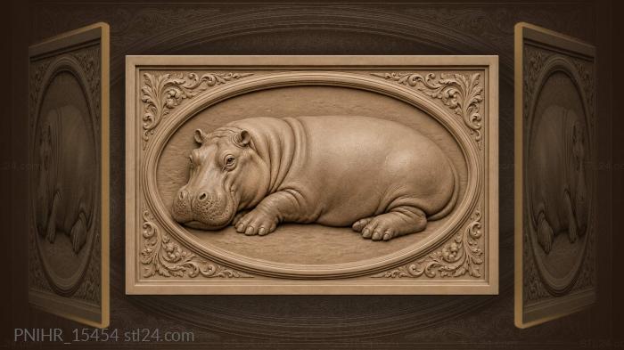 Sleeping hippo peaceful riverside dream 3d STL model