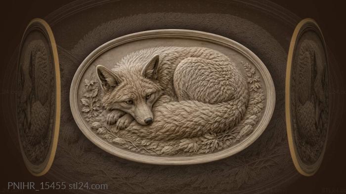 Fox dozing with tail tucked 3d STL model