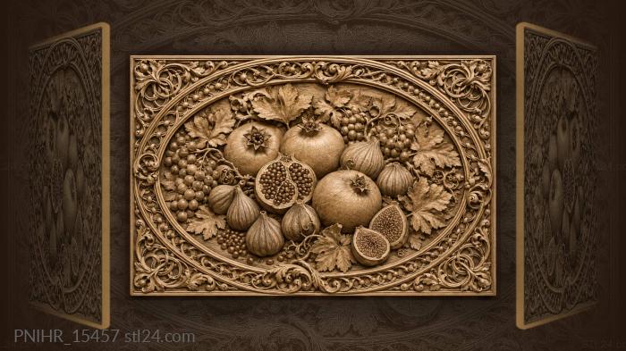 Figs around ripe pomegranates 3d STL model