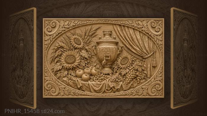 Tea table with sunflowers and wheat 3d STL model