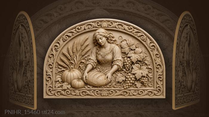 Golden harvest bread wheat pumpkins grapes 3d STL model