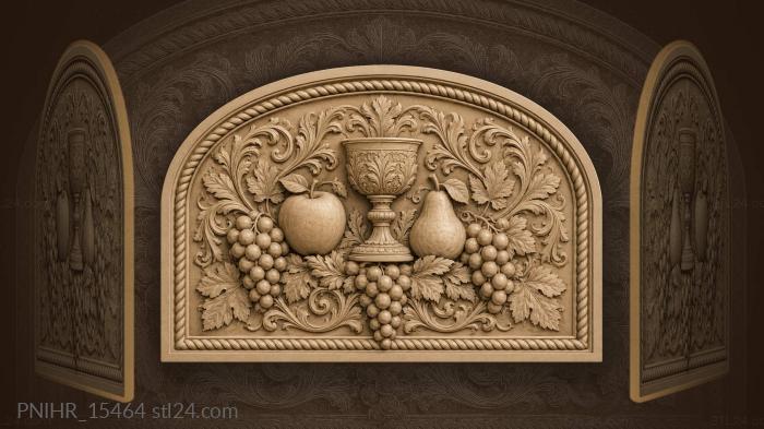 Apple and pear beside a goblet with vines 3d STL model
