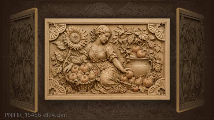 Red apples and pears in a basket 3d STL model
