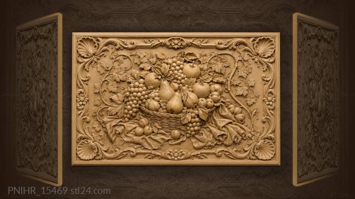 Peaches and plums over the basket rim 3d STL model