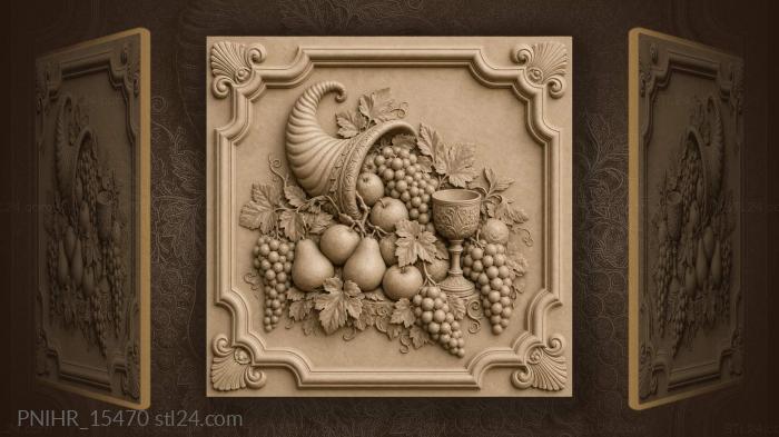 Abundant harvest overflowing fruit and grapes 3d STL model
