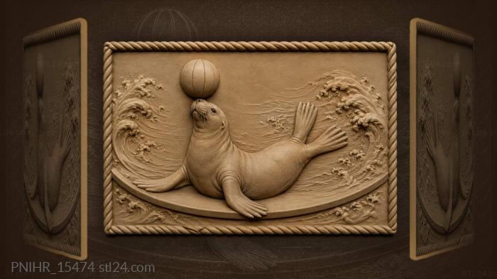 Ball perched on a seal nose 3d STL model
