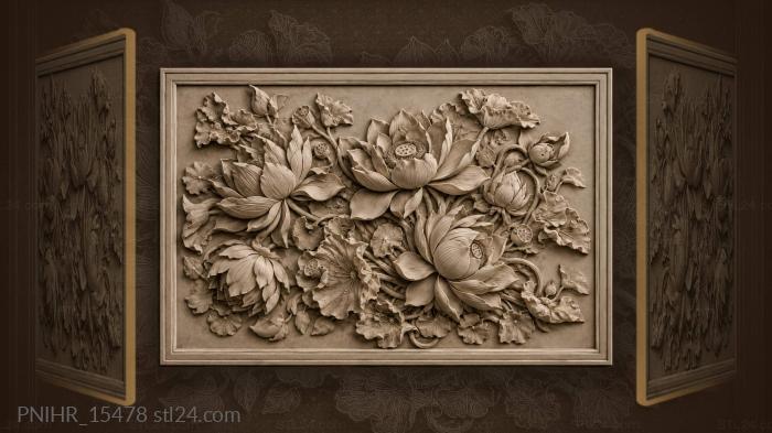 Lotus flowers with small leaves 3d STL model