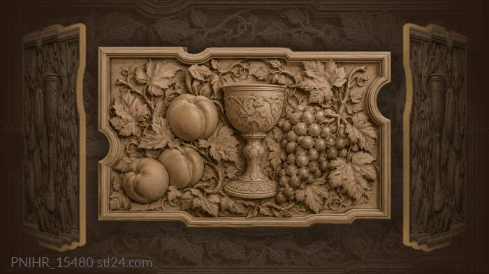 Silver goblet with peaches and grapes 3d STL model