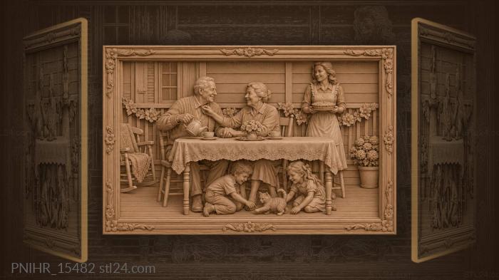 Grandchildren chase a kitten under the table 3d STL model