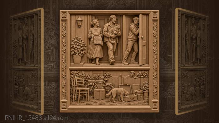 Dad leads moving family with cat 3d STL model