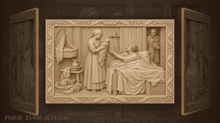 Birth of a child joyful family 3d STL model