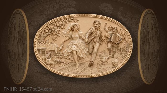 Eloping couple village lane merriment 3d STL model
