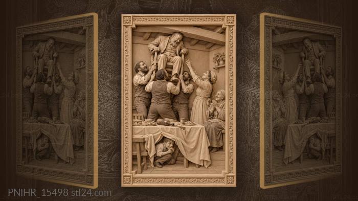 Chair-borne celebrant rises above the feast 3d STL model