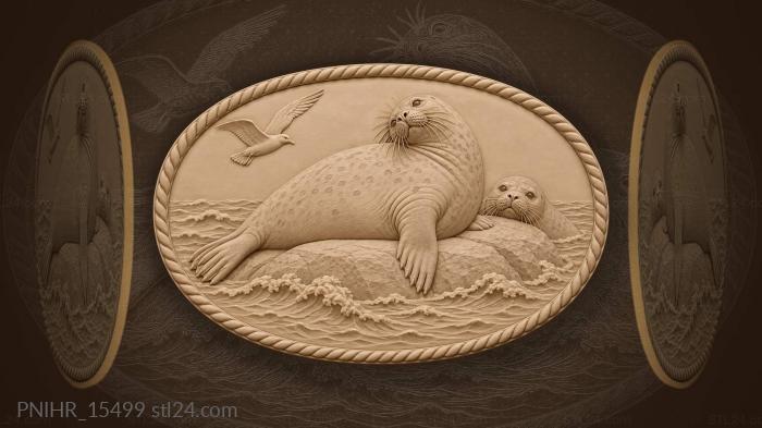 Baikal seals on sunlit rock 3d STL model