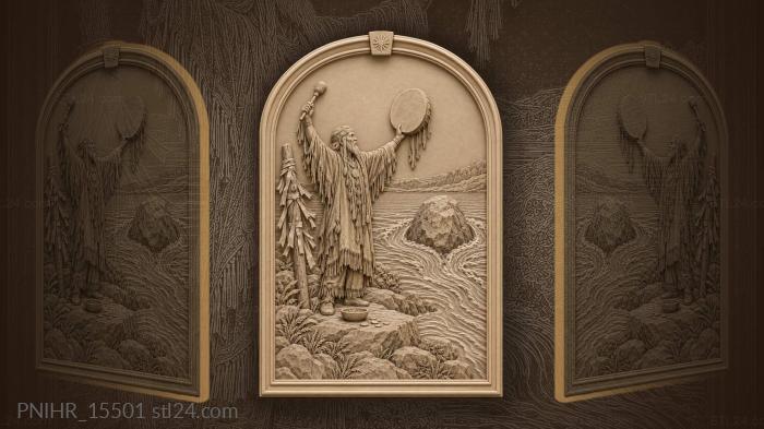 Shaman and sacred river stone 3d STL model