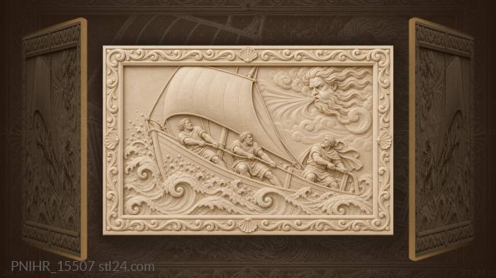 Wind spirit drives fishermen through spray 3d STL model