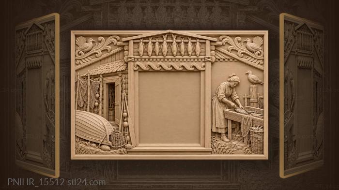 Open hut shelters fisherfolk drying nets 3d STL model