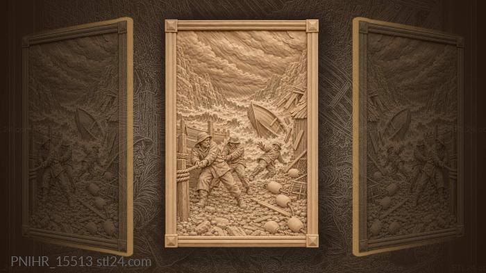 Storm over coastal boats struggle 3d STL model