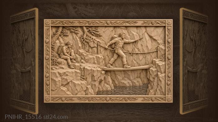 Mountain path daring hiker crossing 3d STL model