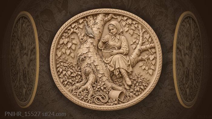 Birch tree and berry picker 3d STL model