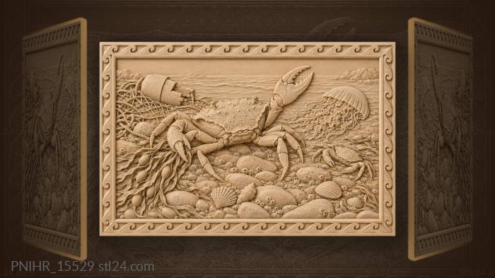 Beach crab with stranded jellyfish 3d STL model