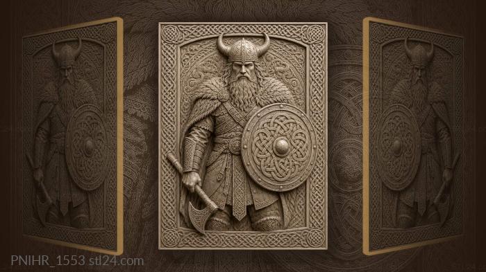 Viking warrior with celtic shield 3d STL model