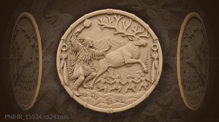 Shaman drum reindeer spirit journey 3d STL model