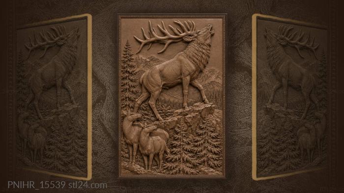 Calling maral stag larch forest 3d STL model