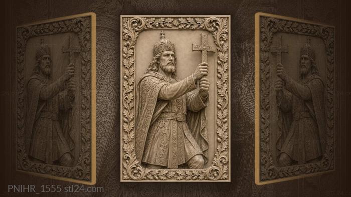 Knight offering a cross in helmet 3d STL model