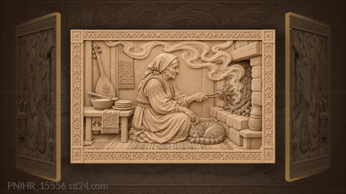 Old woman hearth juniper smoke blessing 3d STL model