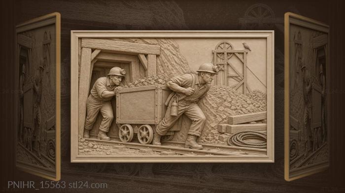 Crow perches as miners haul ore 3d STL model