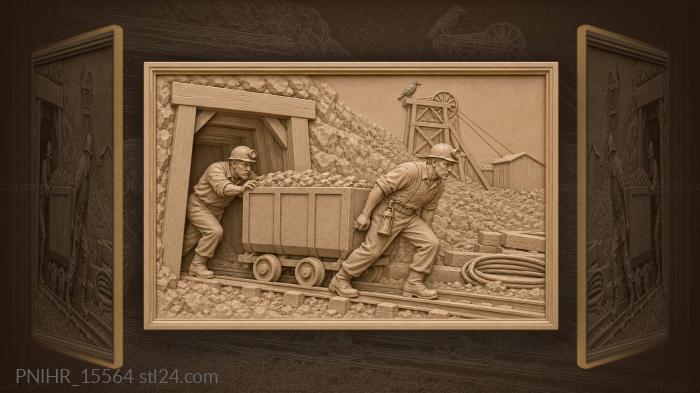 Fortune seekers push their loaded cart 3d STL model