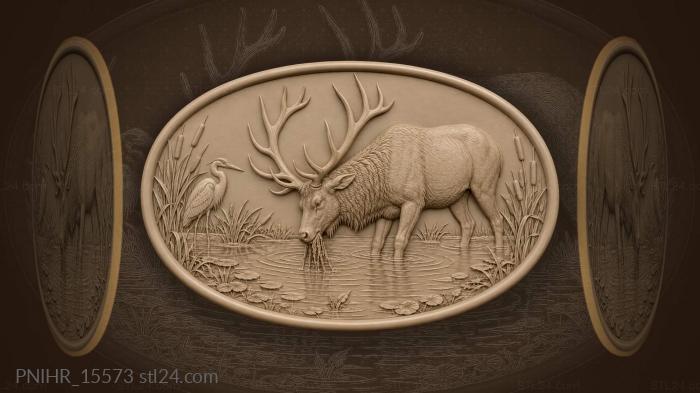 Elk pulling weed in the bog 3d STL model