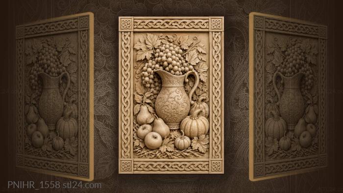 Autumn harvest grapes pitcher fruit 3d STL model