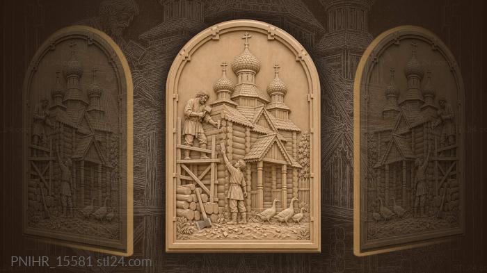 Church building with carpenter and geese 3d STL model