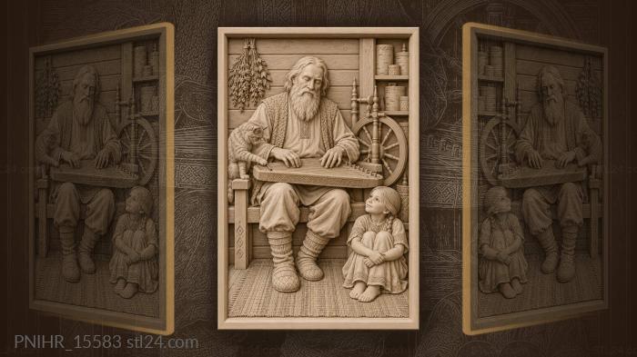 Old man kantele music family warmth 3d STL model