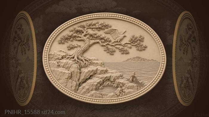 Pine over the water with a root motto 3d STL model