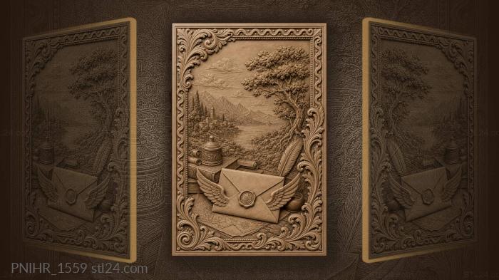 Vintage letter with distant landscape 3d STL model