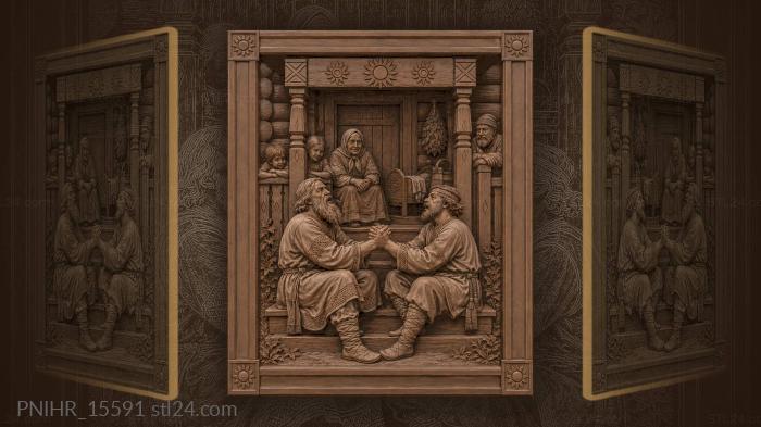 Rune singers with locked hands on the porch 3d STL model