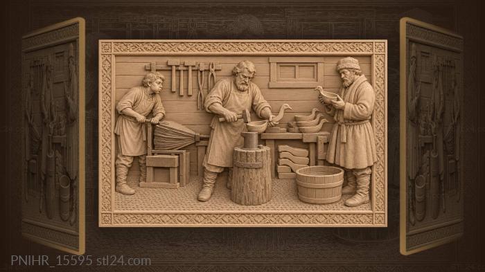 Smith shaping a ladle with bird neck 3d STL model