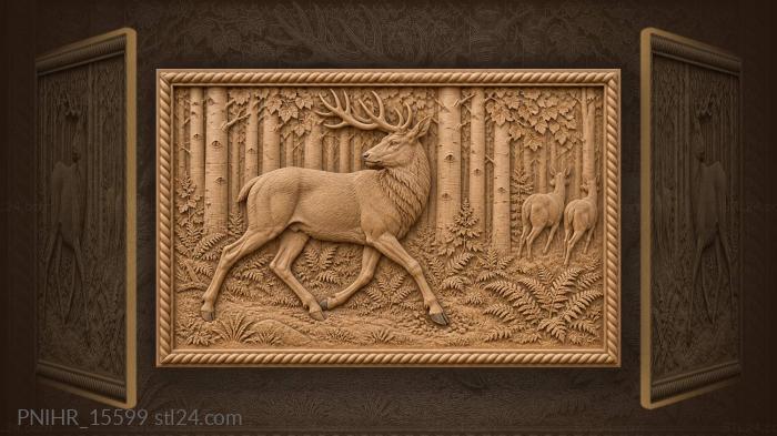 Noble stag at forest edge 3d STL model