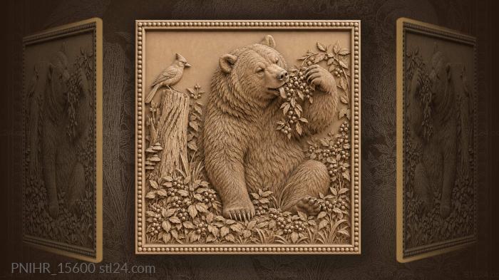Bear pulls a laden berry branch down 3d STL model